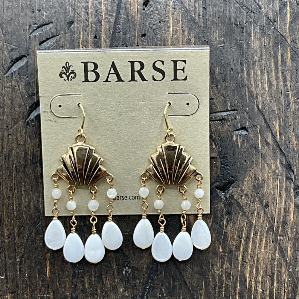 Barse Thrive Chandelier Earrings- Mother Of Pearl- NWT